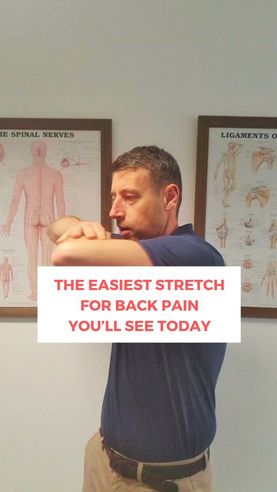 In this video, Dave demonstrates the easiest back stretch you'll ever see.